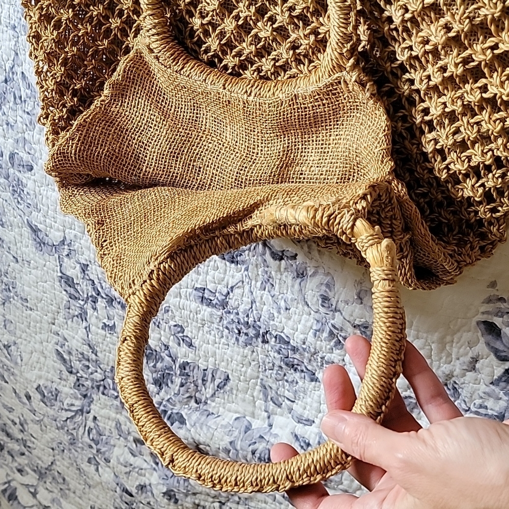 Boho Woven Straw Tote Bag Rattan Beach Handbag Tan OS - Picture 11 of 15